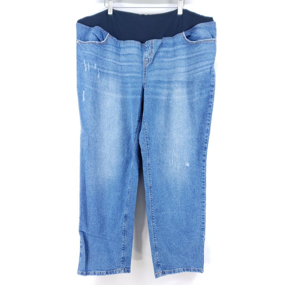 Isabel Maternity Womens Size 17 Crossover Panel Distressed Denim Jeans